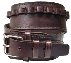 Modestone 38/357 Cal High Ride/Rise Handmade Leather Gun Belt *NO HOLSTERS* Brown