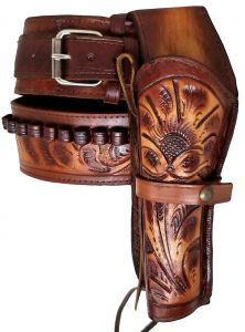 Modestone 22 Cal Western Left High Ride/Rise Holster Gun Belt Rig Leather