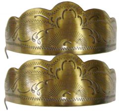 Modestone Antiqued Brushed Metal Scalloped Pair Heel Caps/Guards
