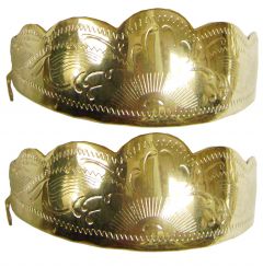 Modestone Shiny Metal Scalloped Pair Heel Caps/Guards Filigree Gold