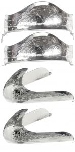 Modestone 4x Metal Boot Caps Filigree: 2 x Toe + 2 x Heel Silver R-Toe
