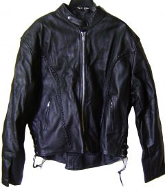 Modestone Men's Leather Adnan Braided Racer Jacket 52 Black