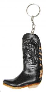Modestone Small Leather Cowboy Boot Key Chain/Lighter Holder Horse Horseshoe Black