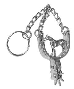 Modestone Small Metal Spinning Spur Standing Horse Key Holder Chain