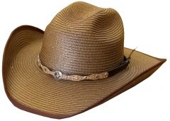 Modestone Faux Palm Leaf Cowboy Hat Brown