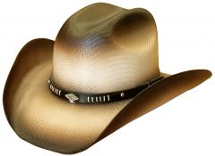 Modestone Unisex Straw Cowboy Hat Wide Brim Hand Painted Beige