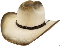 Modestone Unisex Straw Cowboy Hat Wide Brim Hand Painted Beige