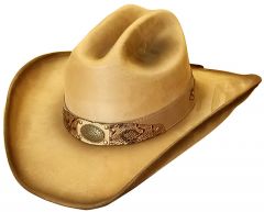 Modestone ''Felt Feel'' Cowboy Hat Wide Brim Dark Accents Beige