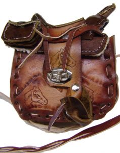 Modestone Small Leather Shoulder Bag Decorative Saddle Shape 5 1/2'' x 6''