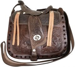 Modestone Leather Shoulder Bag Saddle Shape Horse 8 1/2'' x 8'' x 3'' Brown