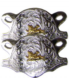 Modestone Pair Nickel Silver Cowboy Bull Riding Rodeo Kilty Boot Lace Decoration