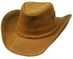 Modestone Unisex Leather Cowboy Hat Tan
