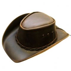 Modestone Men's Leather Cowboy Hat Brown