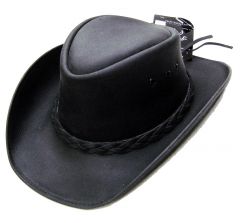 Modestone Men's Leather Cowboy Hat Black