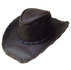 Modestone Men's Leather Cowboy Hat Lacing Brown