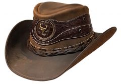 Modestone Weathered Antiqued Leather Cowboy Hat Crocodile Skin Pattern Applique