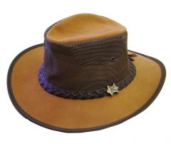 Modestone Men's Crushable Bc Hat Australian Leather/Mesh Drover Cowboy Hat