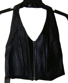 Modestone Women's Lambskin Leather Tankini With Zipper Elastic M